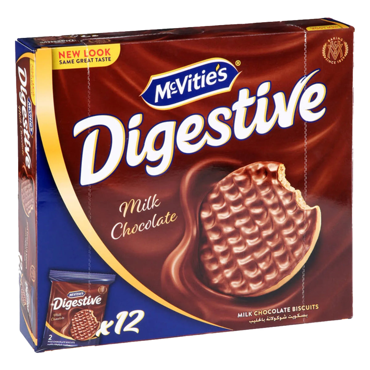 McVitie's Digestive Wheat Biscuits Covered in Milk Chocolate, 33.3g, 12/pack