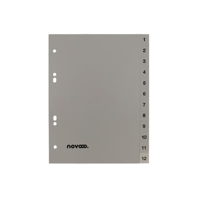 NOVOO Divider Plastic Grey A5 with numbers 1-12