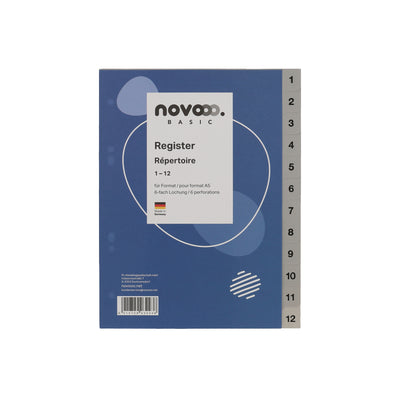 NOVOO Divider Plastic Grey A5 with numbers 1-12