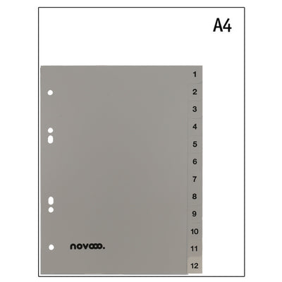 NOVOO Divider Plastic Grey A5 with numbers 1-12