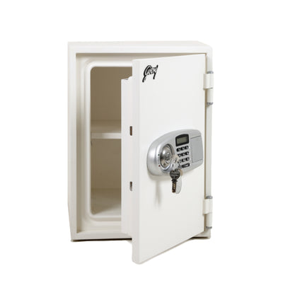 Godrej FR40 Fire Resistant Safe with 1 Key Lock + 1 Digital, White