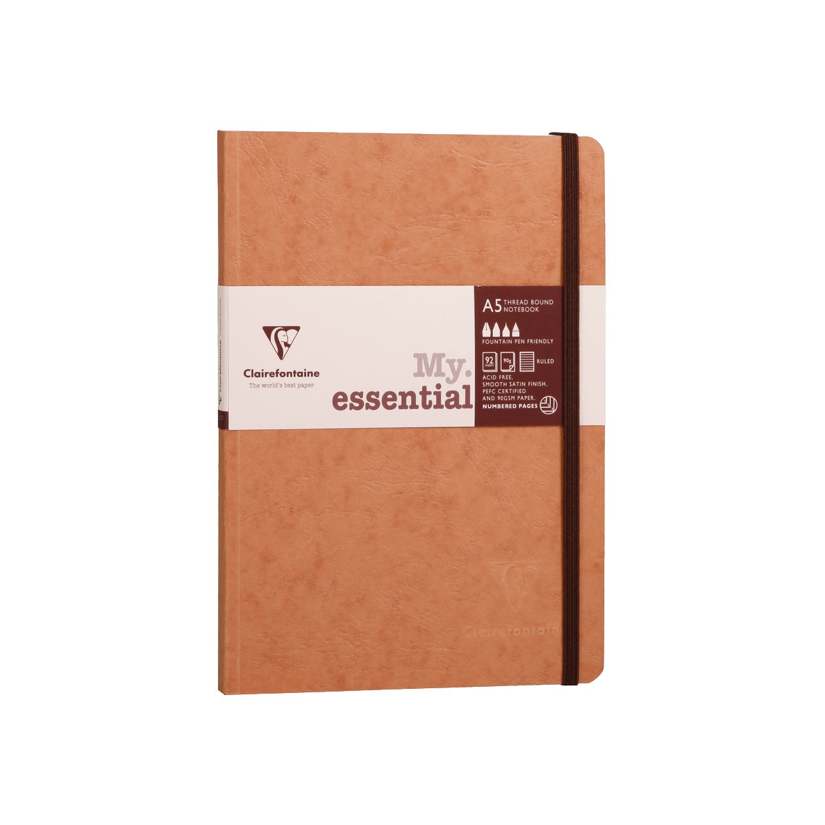 Clairefontaine Age Bag Notebook A5, Leather Effect, Lined, 90gsm, 192/pages, Beige