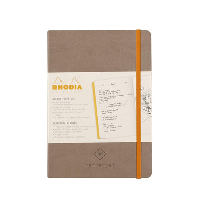 RHODIA Perpetual undated Diary A5, Soft PU Cover, 1Week/1Page, Taupe