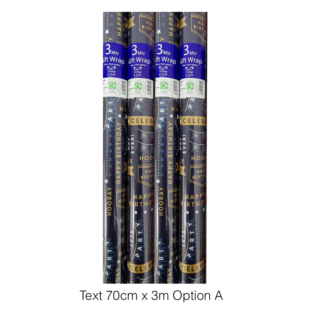 Clairefontaine BIRTHDAY Gift Wrapping Paper, 70cm  x 2.5m and 3m