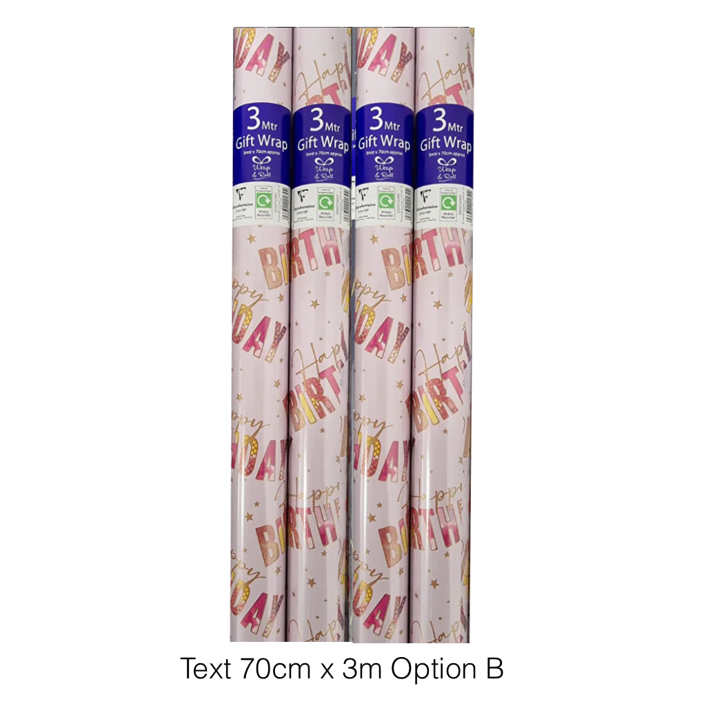 Clairefontaine BIRTHDAY Gift Wrapping Paper, 70cm  x 2.5m and 3m