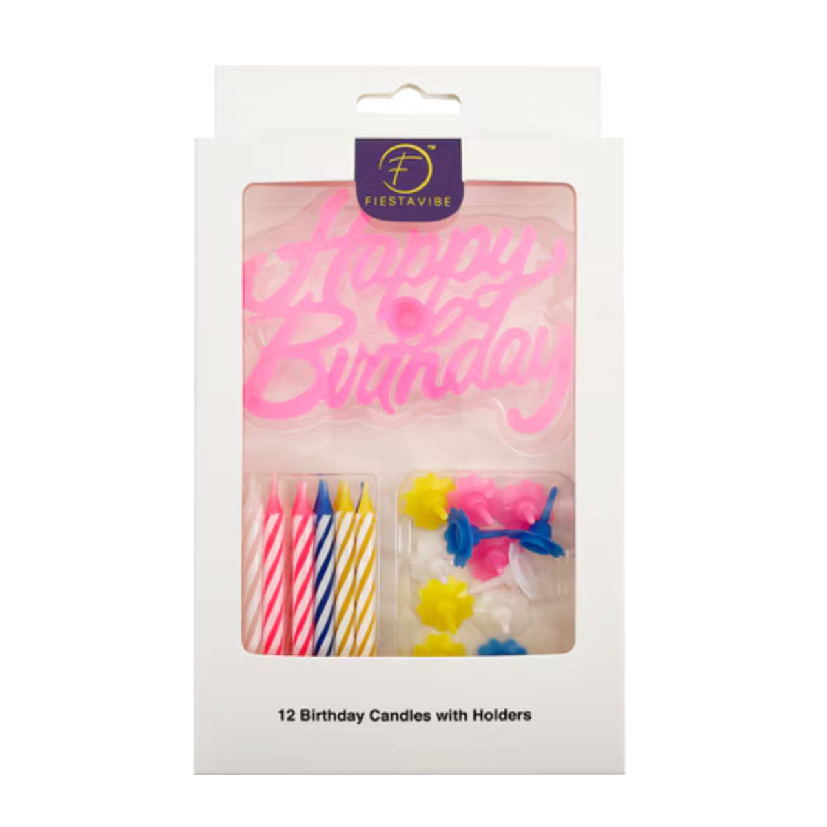 HAPPY BIRTHDAY Cake Candles, 12/pack, Assorted Colors