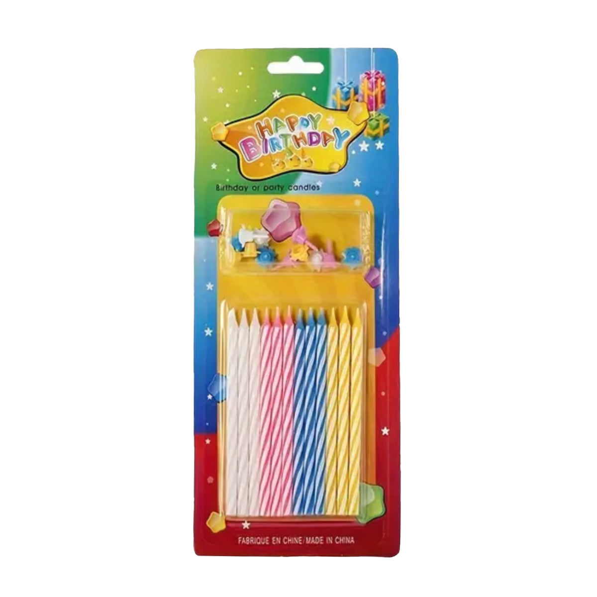 HAPPY BIRTHDAY/PARTY Cake Candles, 12/pack, Assorted Colors