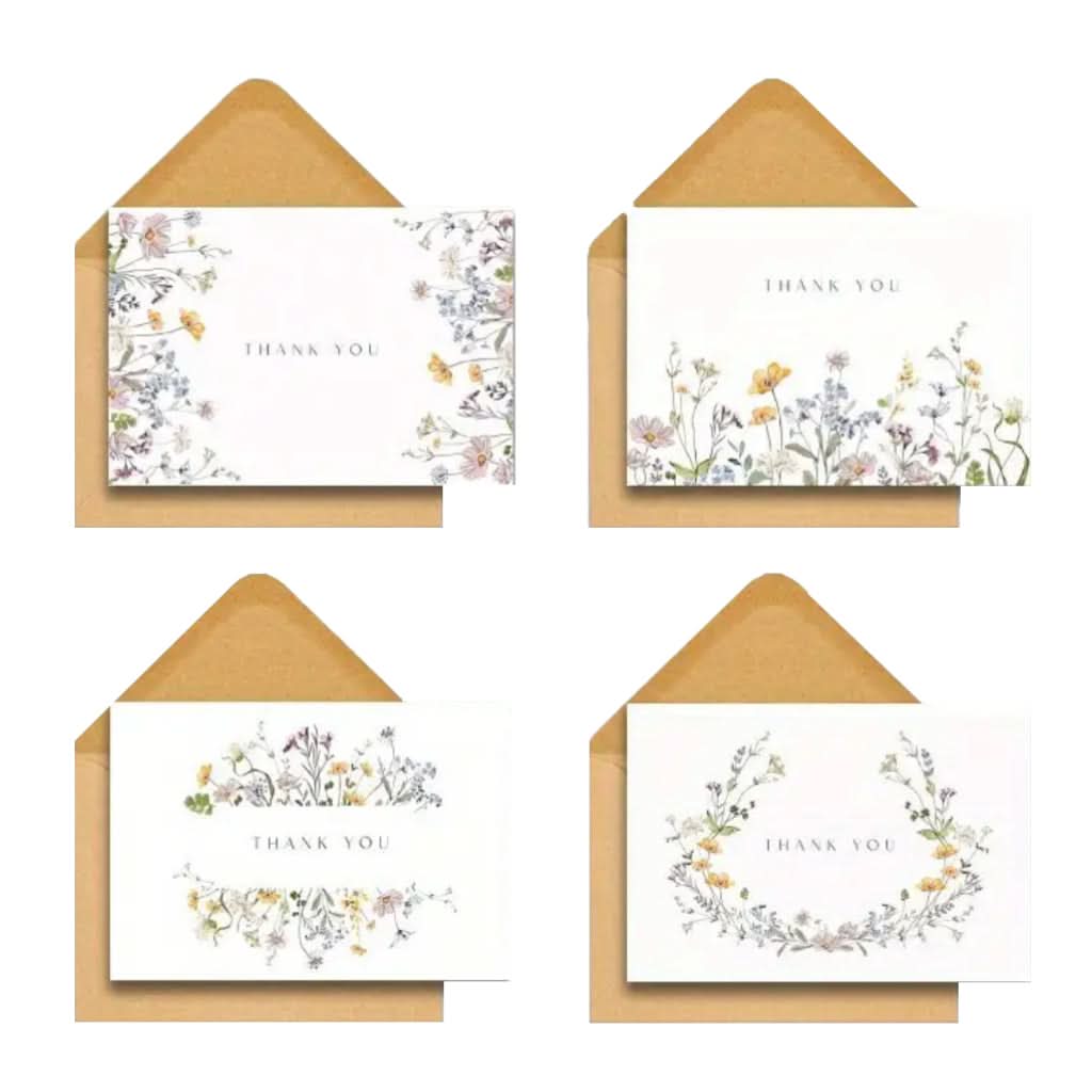 THANK YOU Greeting Card with Envelope, 88 x 127mm, Various Designs, per piece