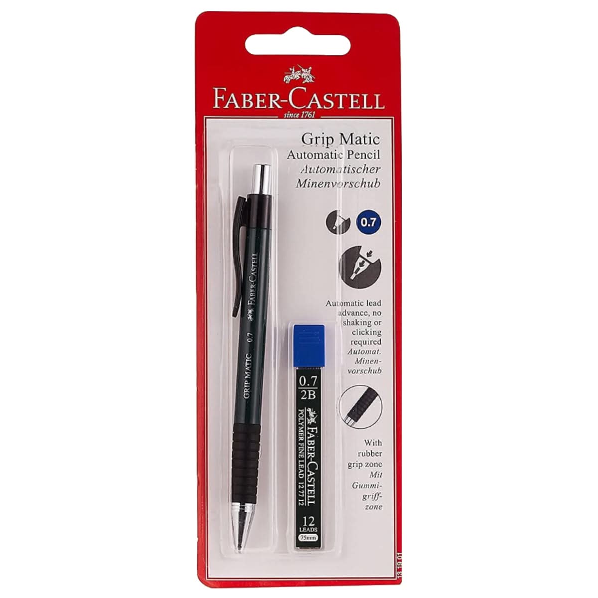 Faber Castell Gripmatic Opaque Mechanical Pencil 0.7mm w/ 2B Polymer Finelead