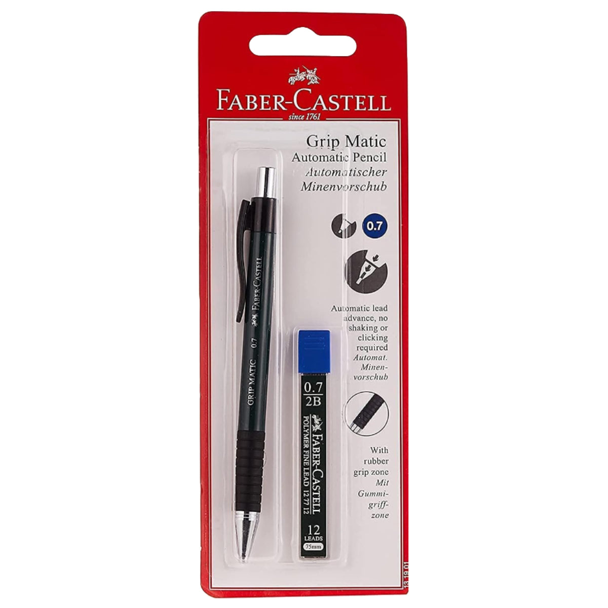 Faber Castell Gripmatic Opaque Mechanical Pencil 0.7mm w/ 2B Polymer Finelead