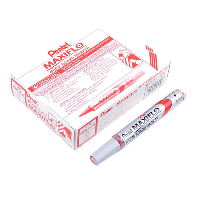 Pentel Maxiflo White Board Marker, Bullet Point 2.5mm, 12/box, Red