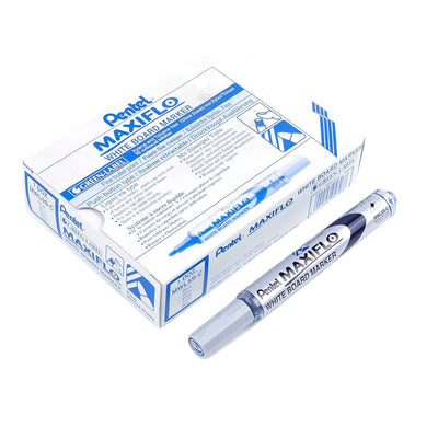 Pentel Maxiflo White Board Marker, Bullet Point 2.5mm, 12/box, Blue
