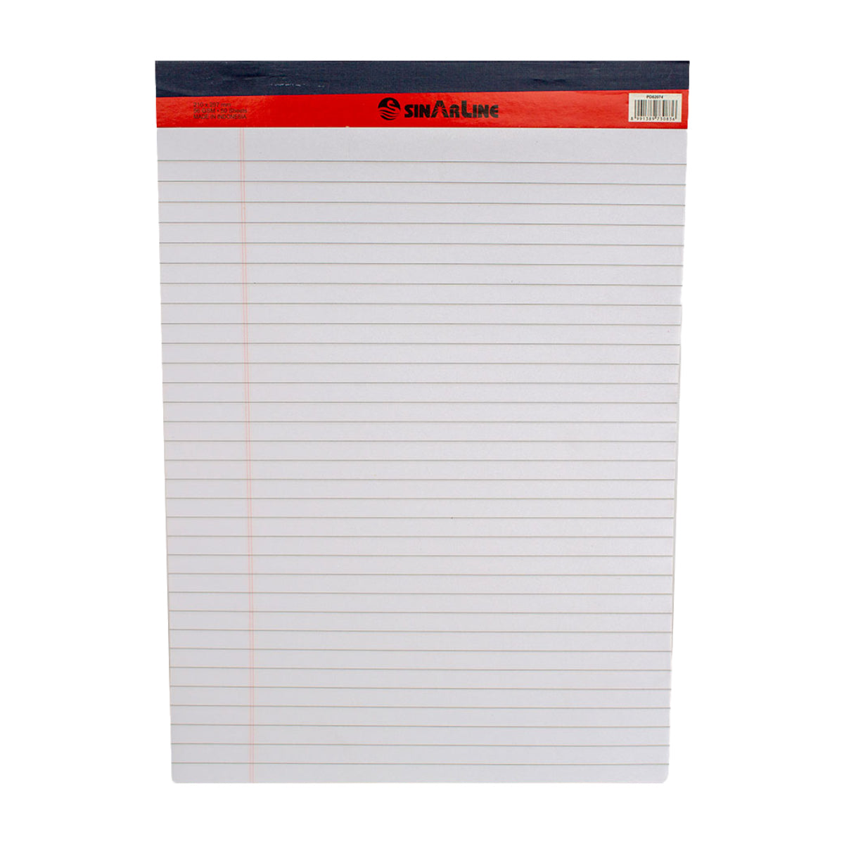 Sinarline Legal Pad, line ruled, 56gsm, 50sheets/pad, White, Assorted Sizes