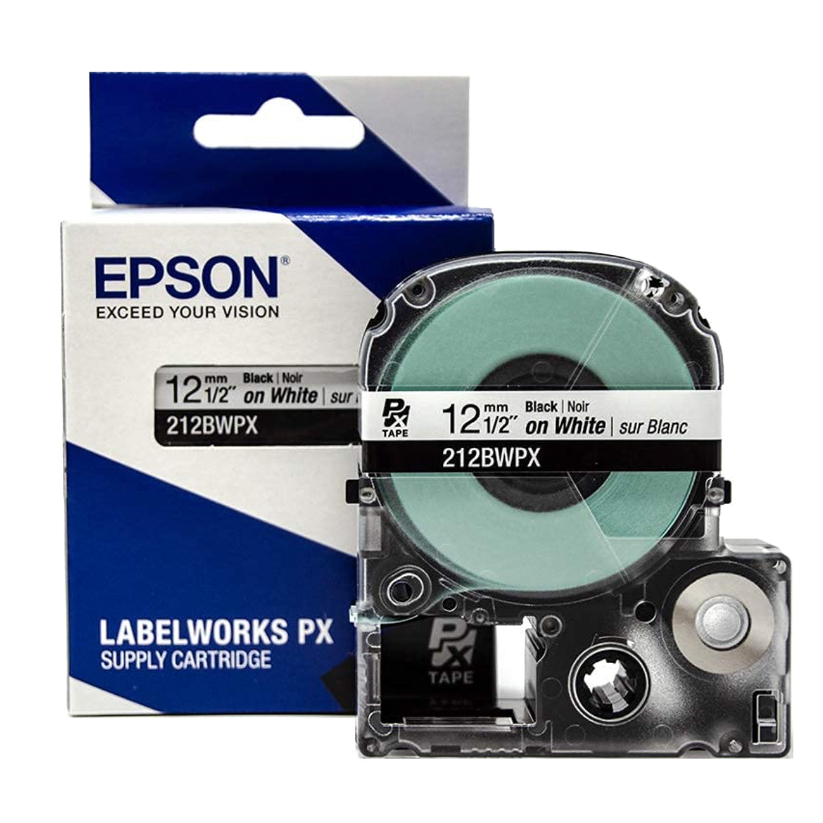 Epson LABELWORKS PX 12mm 212BWPX Tape, Black on White