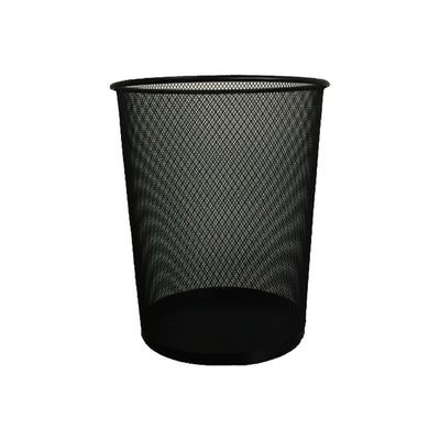Deluxe Metal Mesh Waste Basket, Round, Assorted Sizes, Black