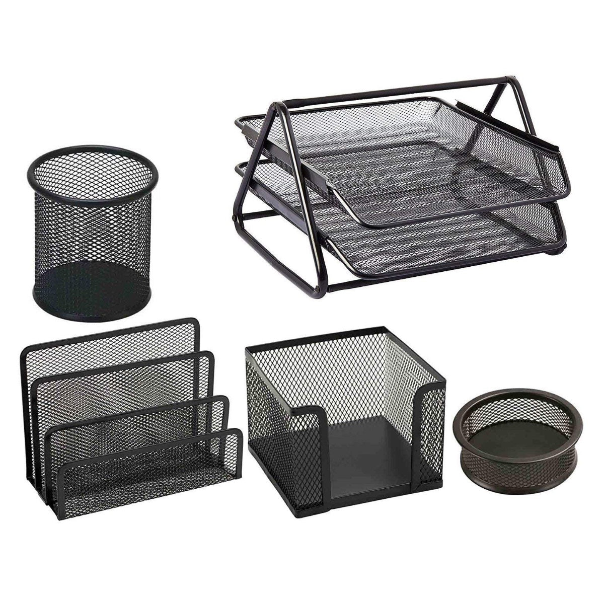 Deluxe Metal Mesh Desktop Set of 5, Black