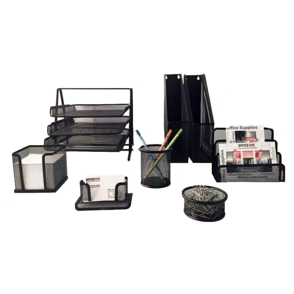 Deluxe Metal Mesh Desktop Set of 8, Black