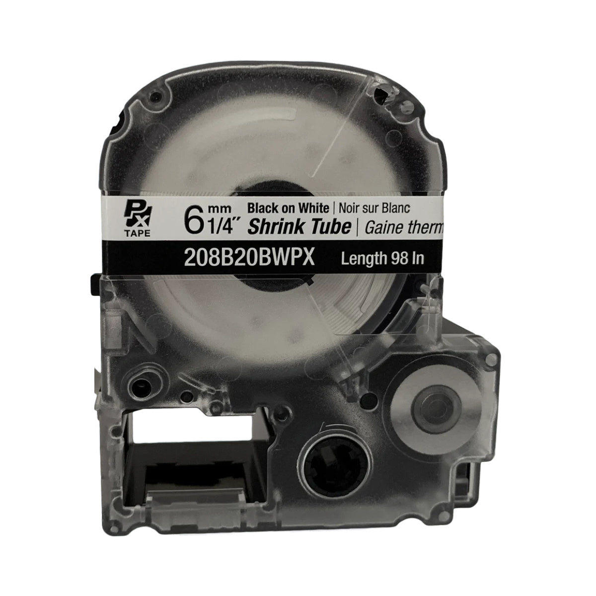 Epson LABELWORKS PX 6mm 208B20BWPX Shrink Tube, Black on White