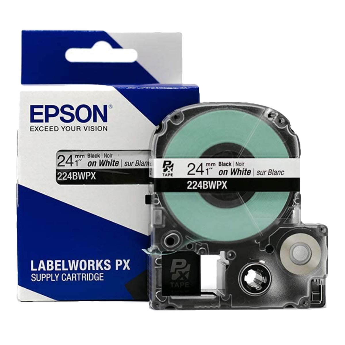 Epson LABELWORKS PX 24mm 224BWPX Tape, Black on White