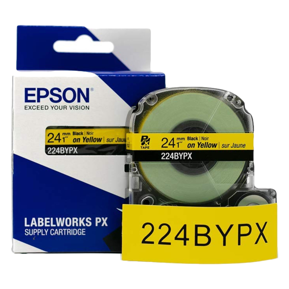 Epson LABELWORKS PX 24mm 224BYPX Tape, Black on Yellow