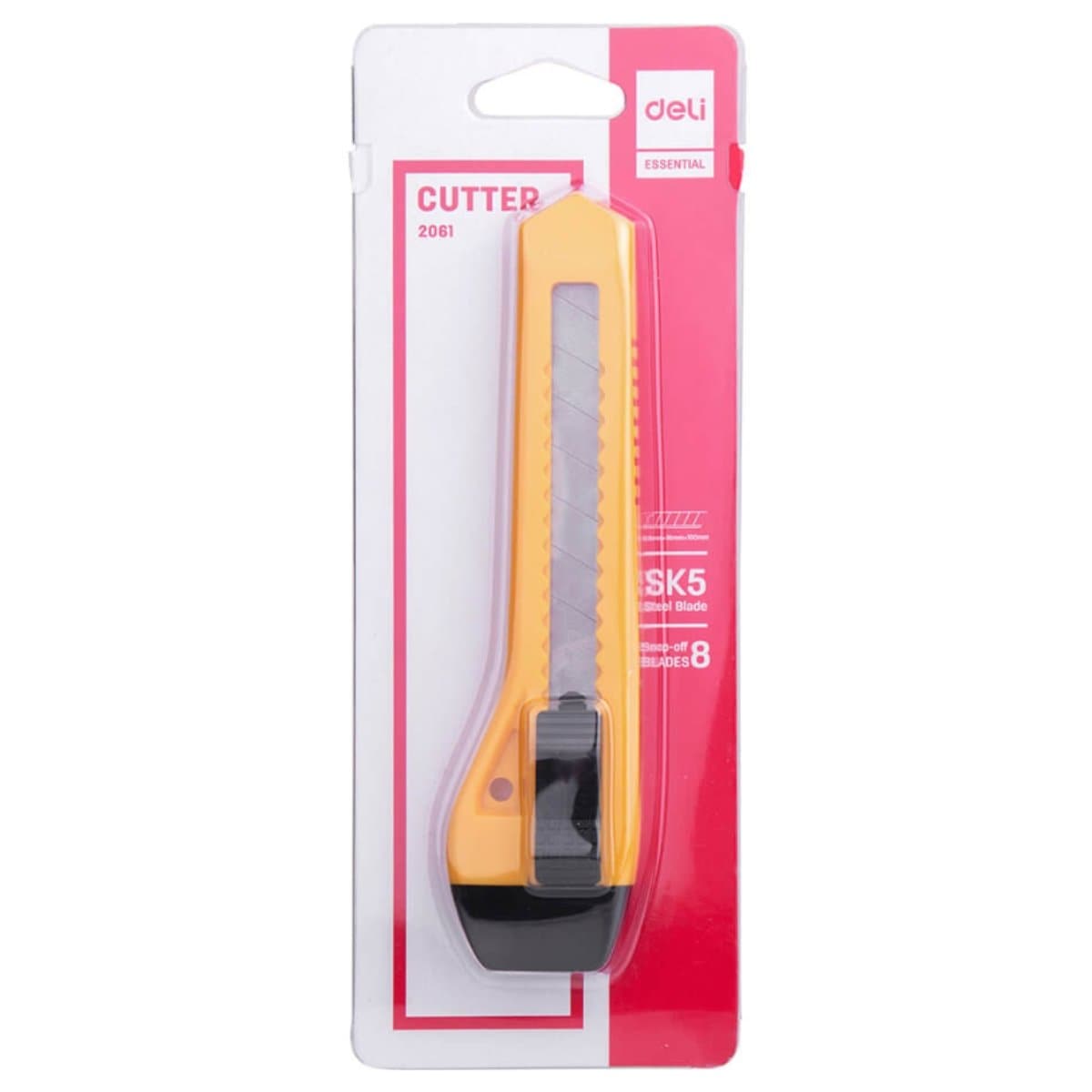 deli 2061 Utility Knife, 18 mm, Blade 100x18x0.5mm, Yellow