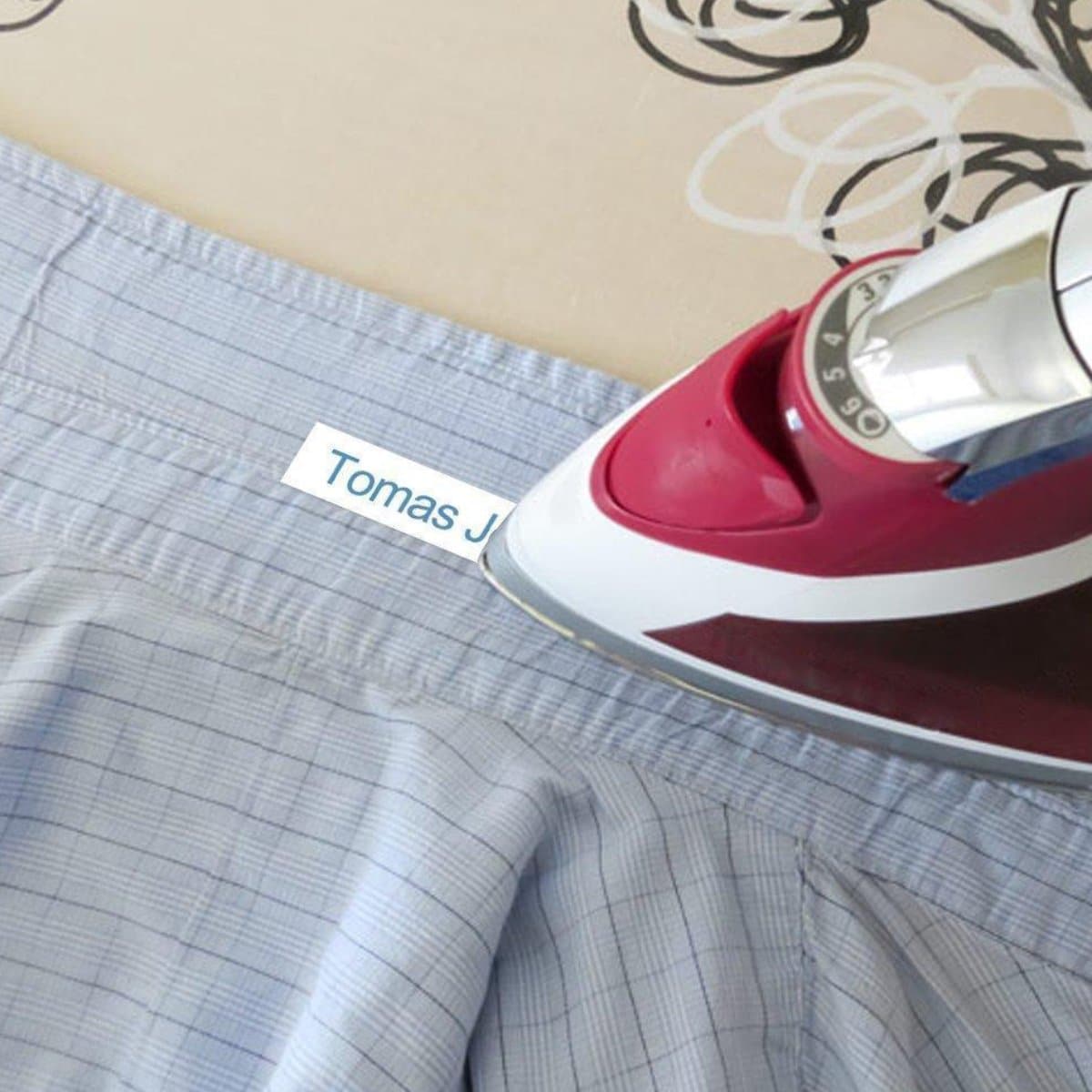 Brother P-touch 12mm TZe-FA3 Fabric Tape, iron on, Blue on White