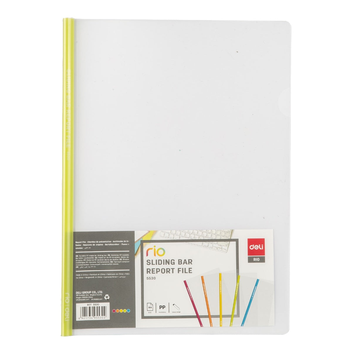 deli Spine Bars with Transparent Cover Sheets A4, 5/pack, Assorted Colors