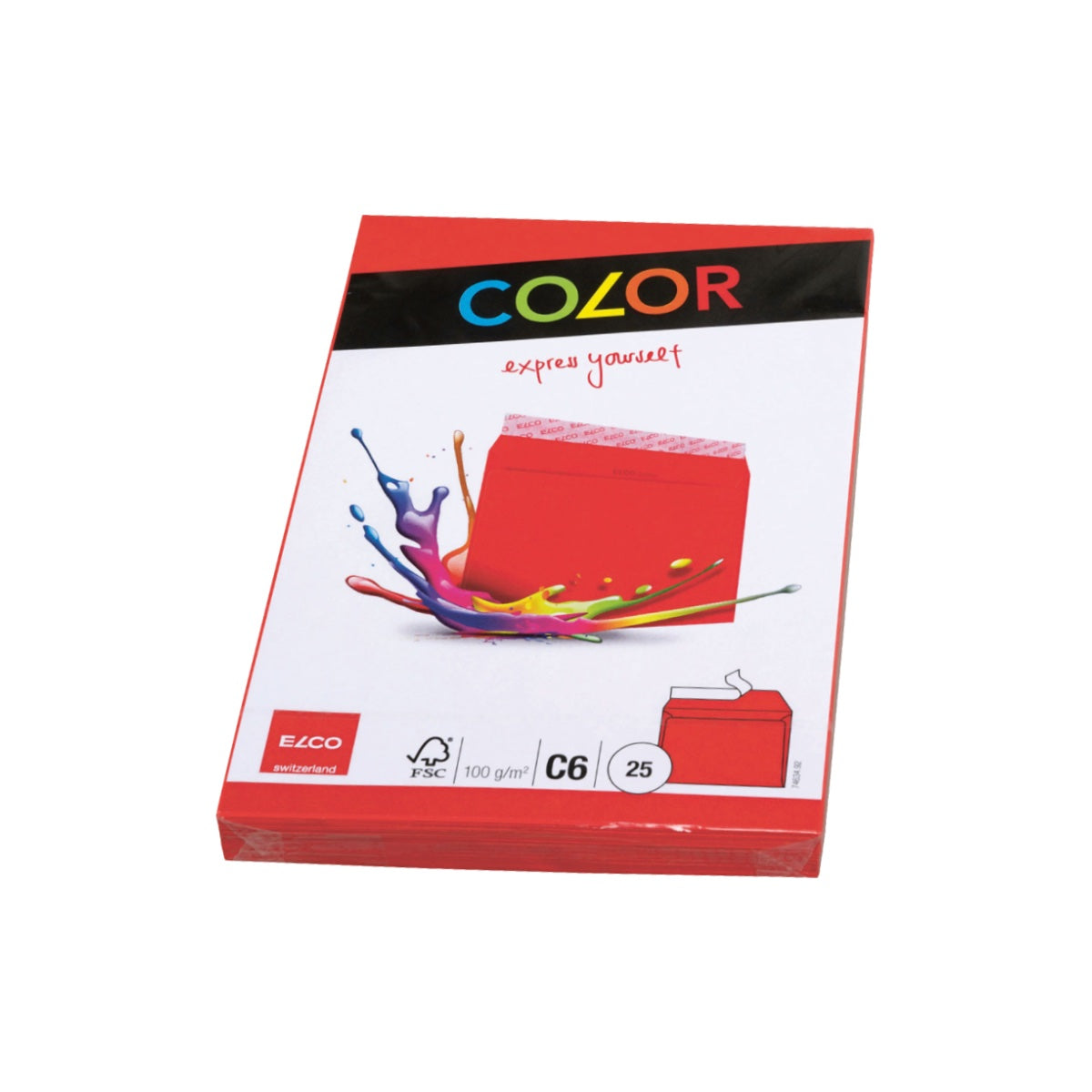 Elco Color Envelope C6, 4.5" x 6.5", 100g, 25/pack, Red
