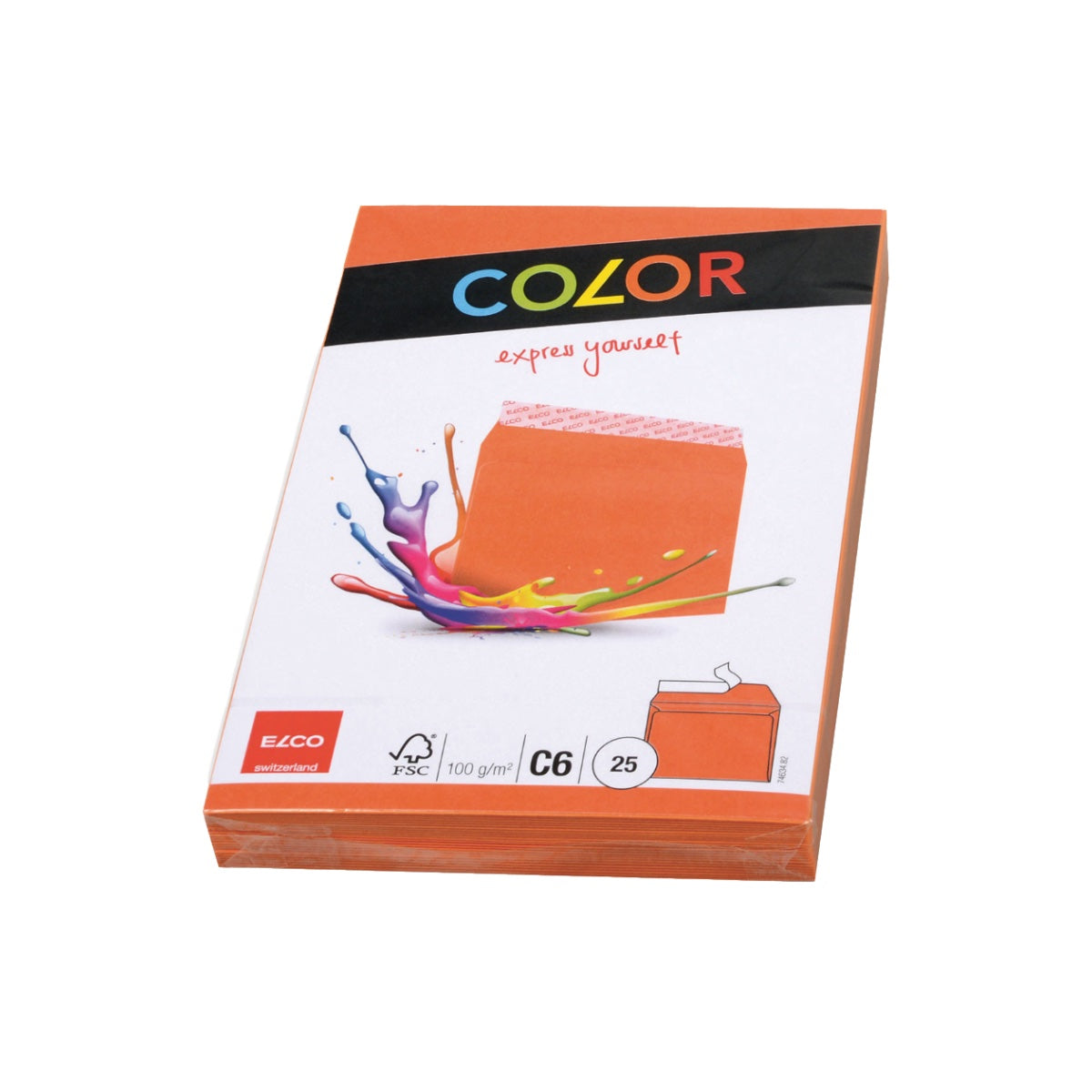 Elco Color Envelope C6, 4.5" x 6.5", 100g, 25/pack, Orange