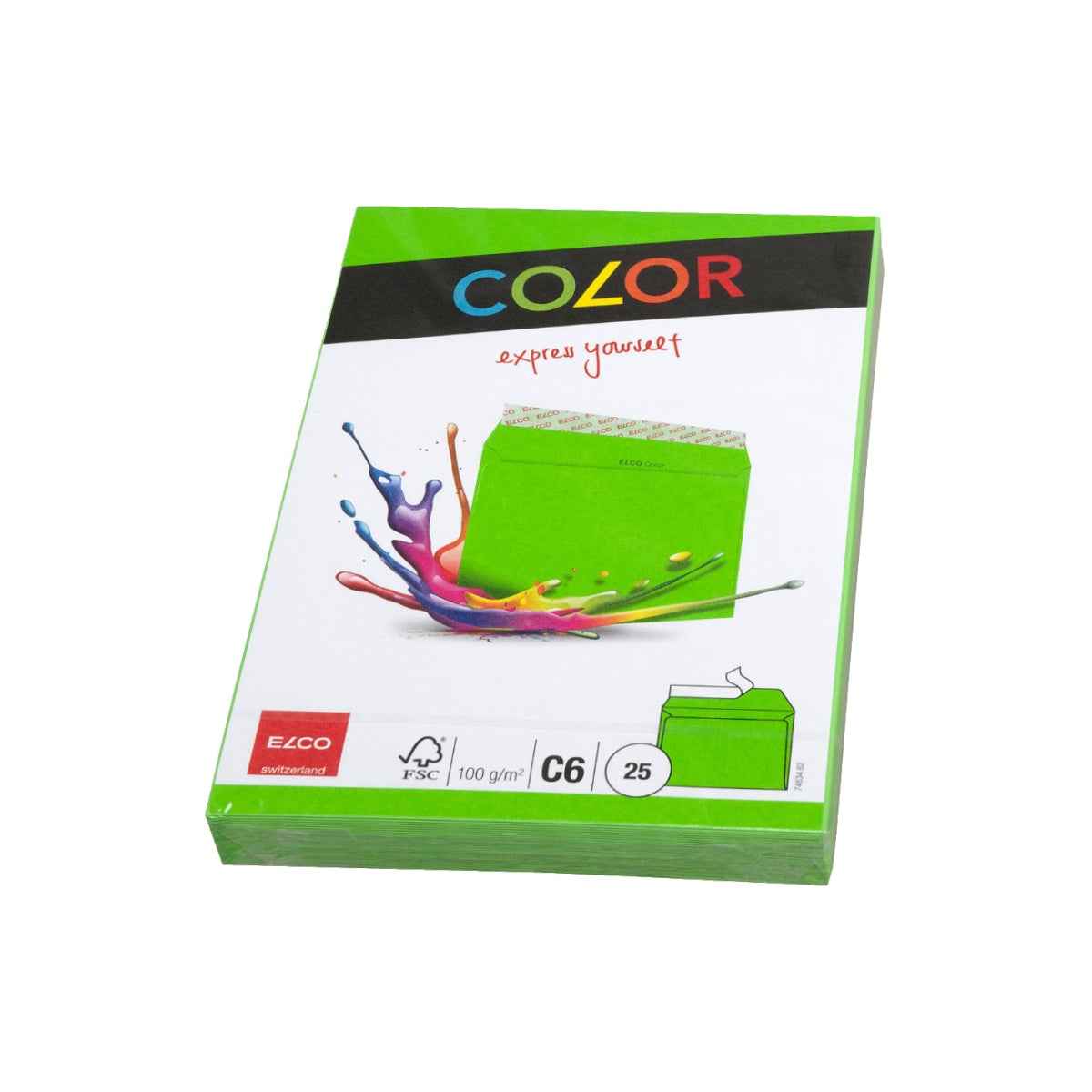 Elco Color Envelope C6, 4.5" x 6.5", 100g, 25/pack, Green
