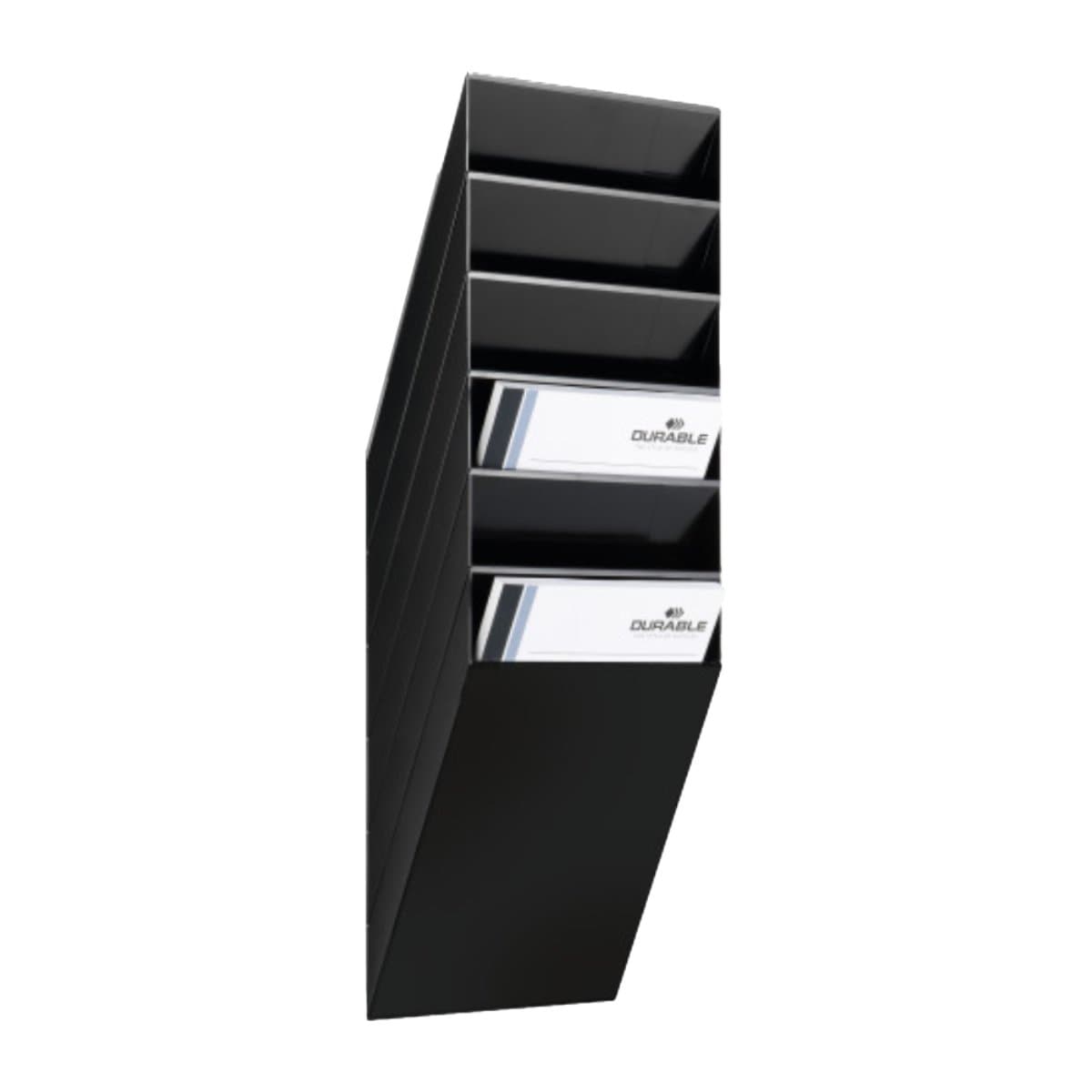 Durable FLEXIBOX 6 A4, Wall Mounted Brochure Holder, 6 Tier, Black