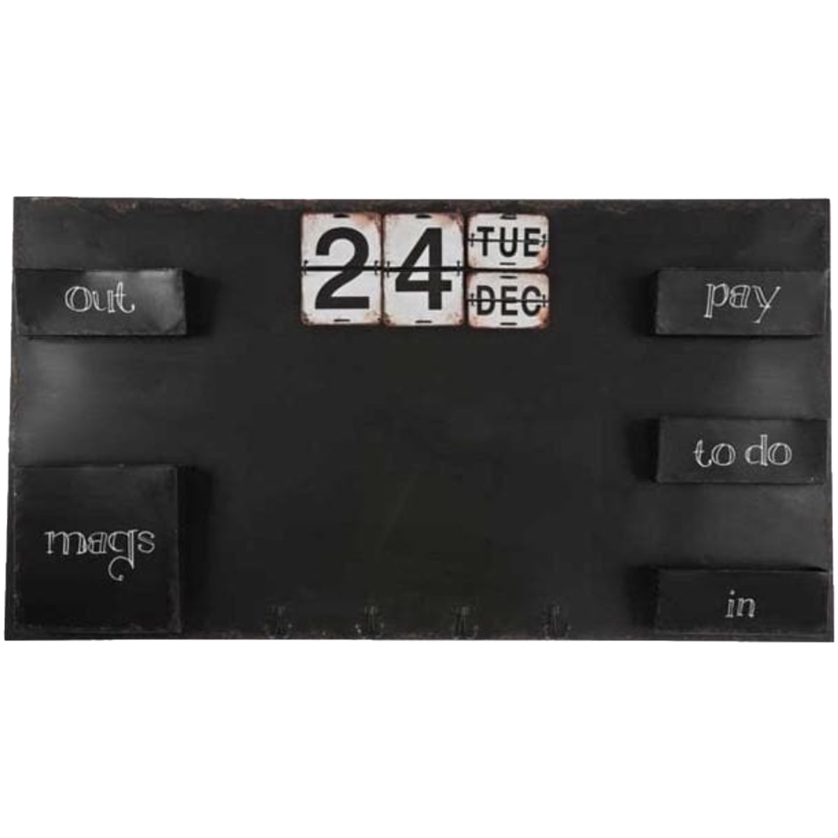 CAPTIVA Metal Black Board with Calendar and Trays, 120x65cm