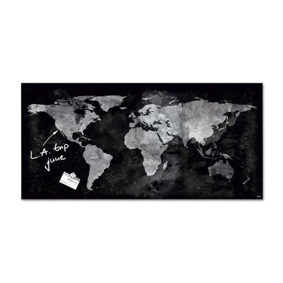 Sigel Magnetic Glass Board ARTVERUM, 91 x 46 cm, World-Map, Black