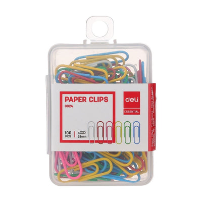 deli Colored Paper Clips, 29mm, 100/pack, Assorted Colors