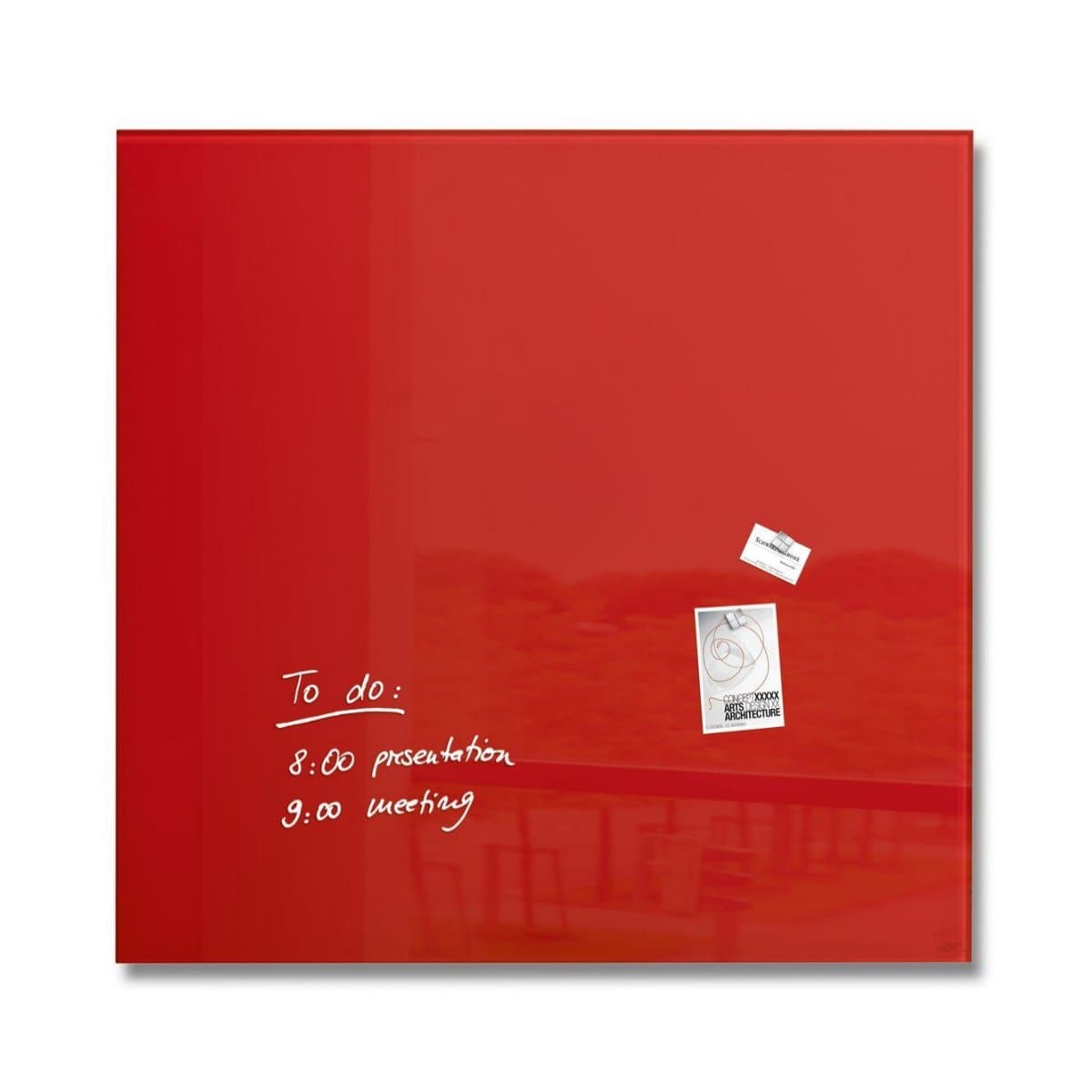 Sigel Magnetic Glass Board ARTVERUM, 100 x 100 cm, Red
