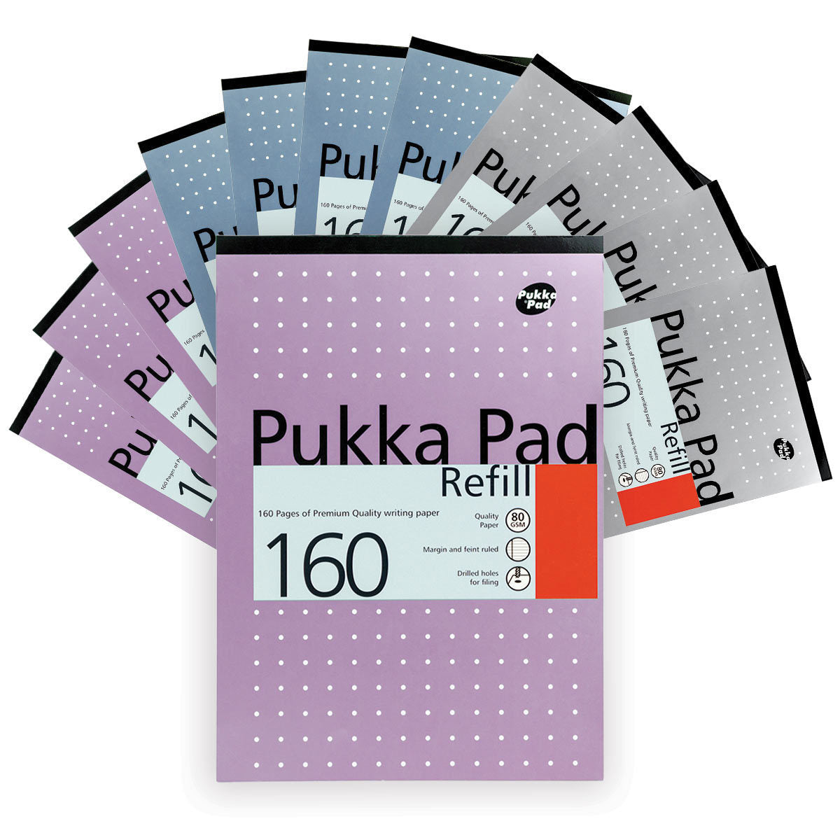 Pukka Pad Refill A4, line ruled, 80gsm, 160sheets/pad, Assorted Metallic Colors