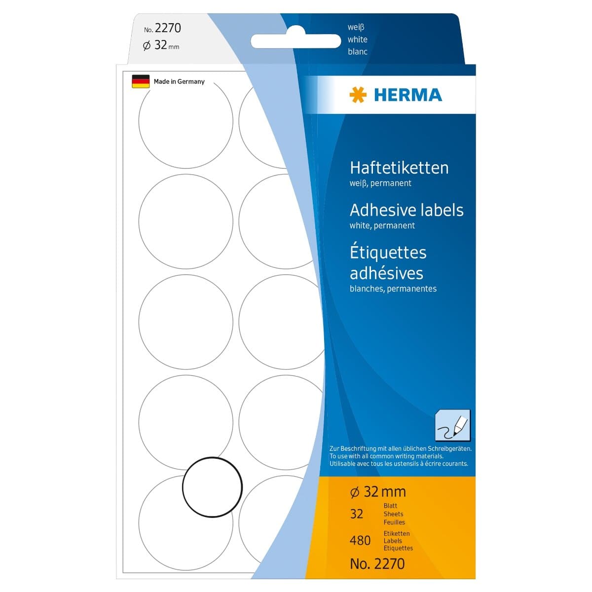 Herma Office Pack Color Dots, 32 mm, 480/pack, White