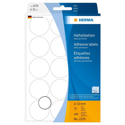 Herma Office Pack Color Dots, 32 mm, 480/pack, White