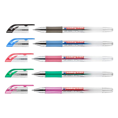 edding 2185 Gel Roller, 0.7mm, Set of 5, Black/Blue/Green/Red/Pink