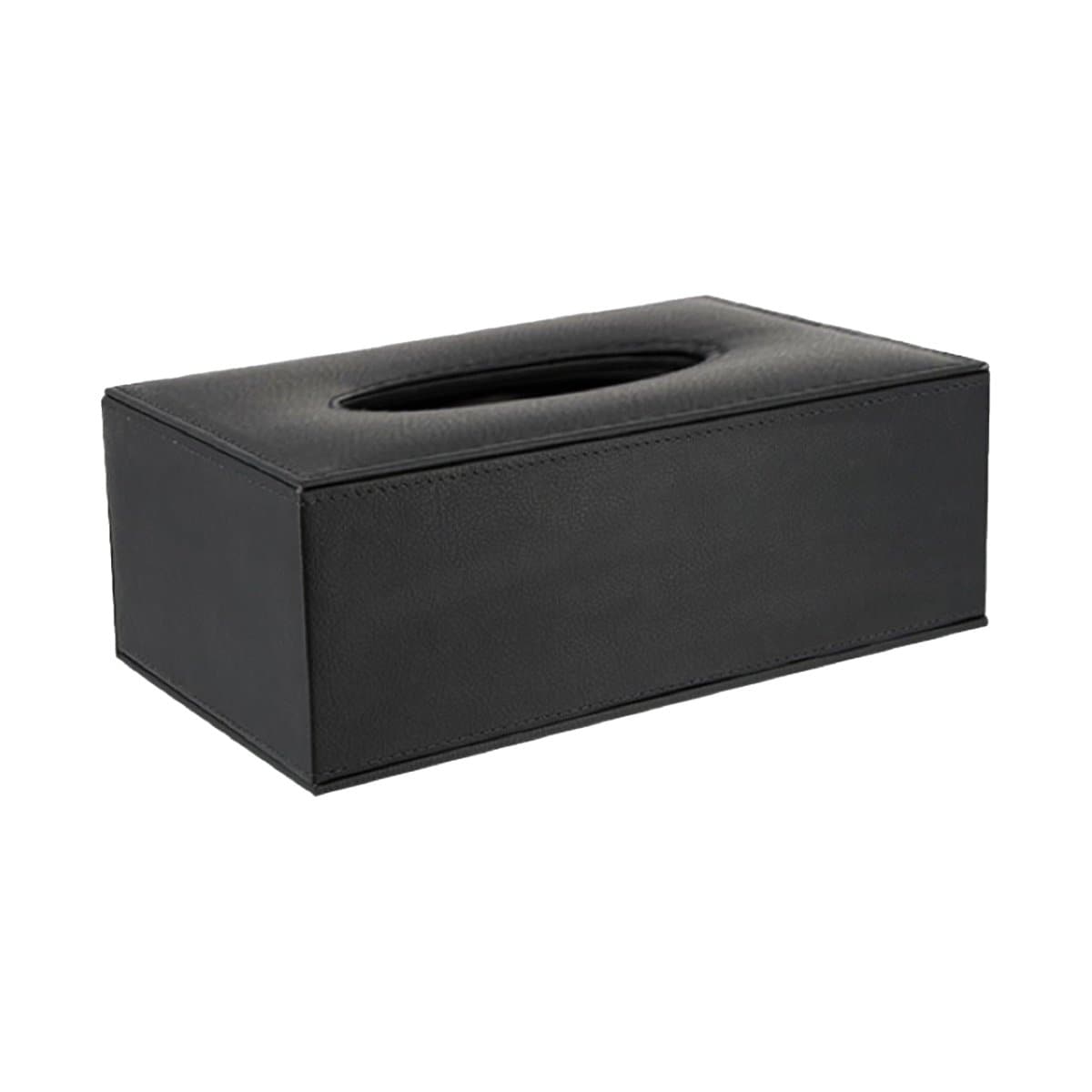 Konrad S. Tissue Box Cover, rectangular 25 x 13 x 8.5cm, PU Leather, Black