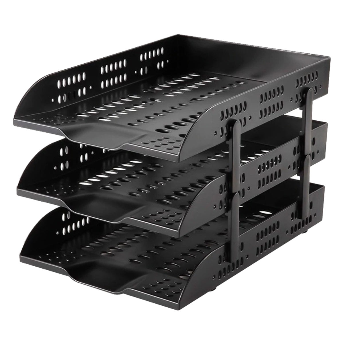 deli 3 Tier Plastic Document Tray Black - 9215BK
