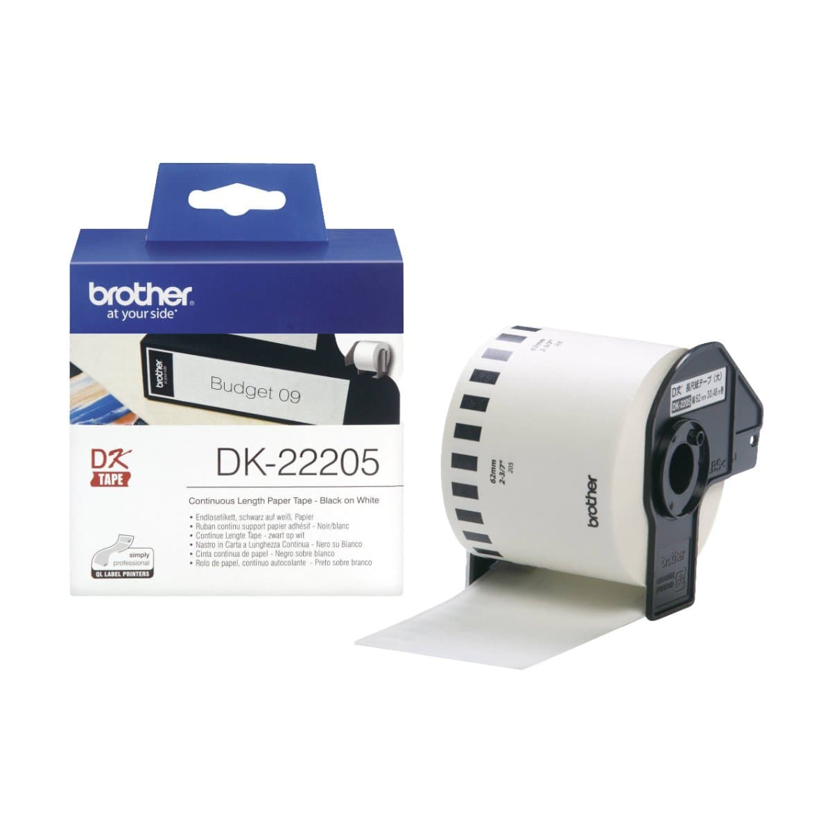 Brother DK-22205 Continuous Labels, 62 mm x 30.48 m, White