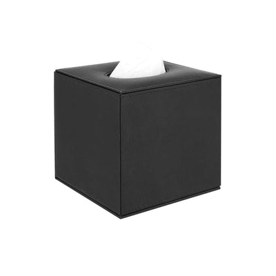 Konrad S. Tissue Box Cover, cube 13 x 13 x 13cm, PU Leather, Black