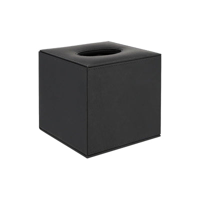 Konrad S. Tissue Box Cover, cube 13 x 13 x 13cm, PU Leather, Black
