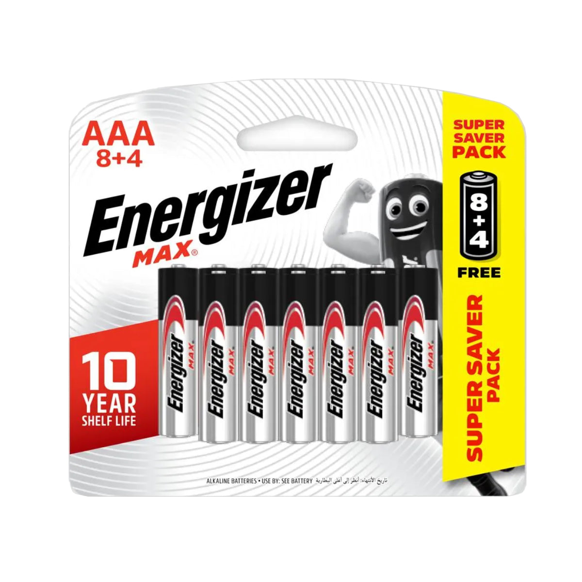 Energizer Alkaline Battery AAA 8+4/pack