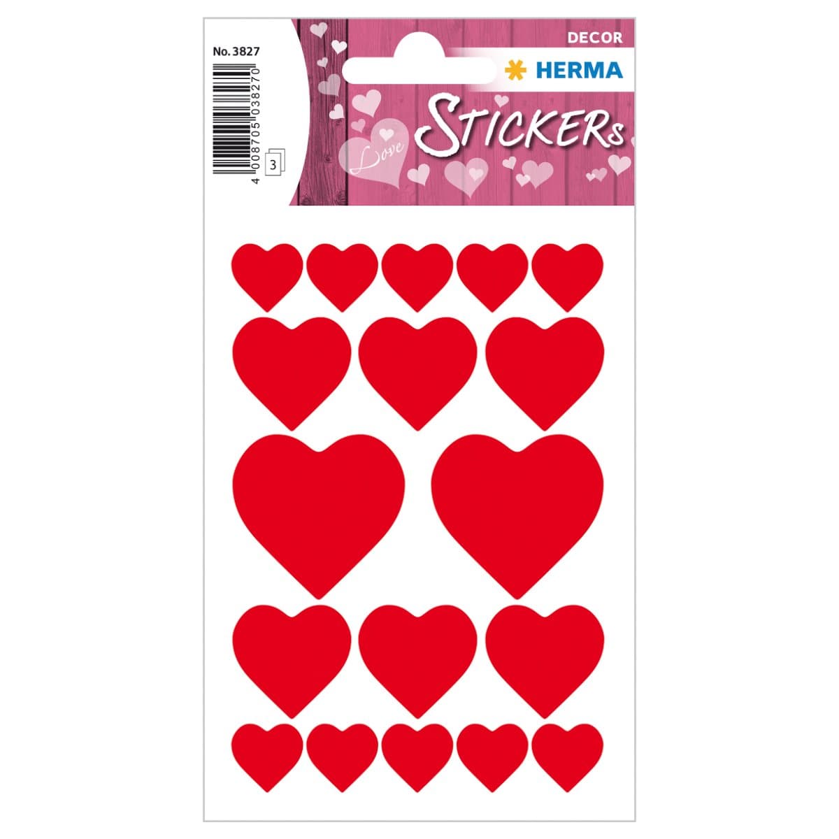 Herma Decor Stickers HEARTS, 3 sheets/pack, Red