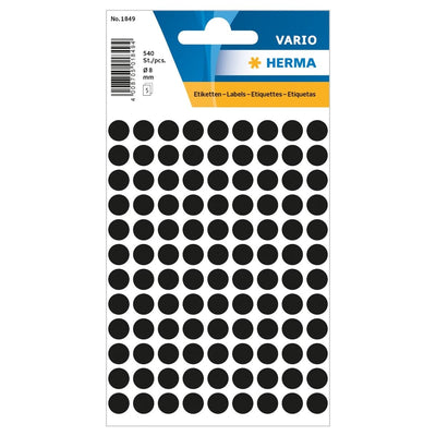 Herma Vario Sticker Color Dots, 8 mm, 540/pack, Black