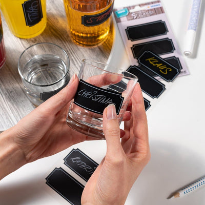 Herma Home Blackboard Sticker, Oval Labels, 14/pack, Black