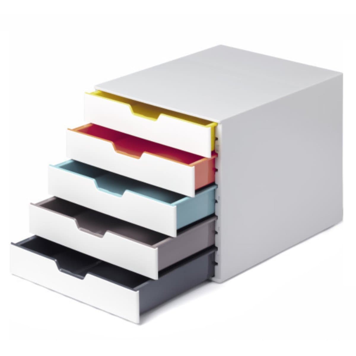 Durable Varicolor MIX 5 - File Cabinet with 5 Colourful Drawers, White/Light Grey
