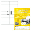 TopStick labels 14 labels/sheet, sharp corners, 105 x 41 mm, 100sheets/pack, White